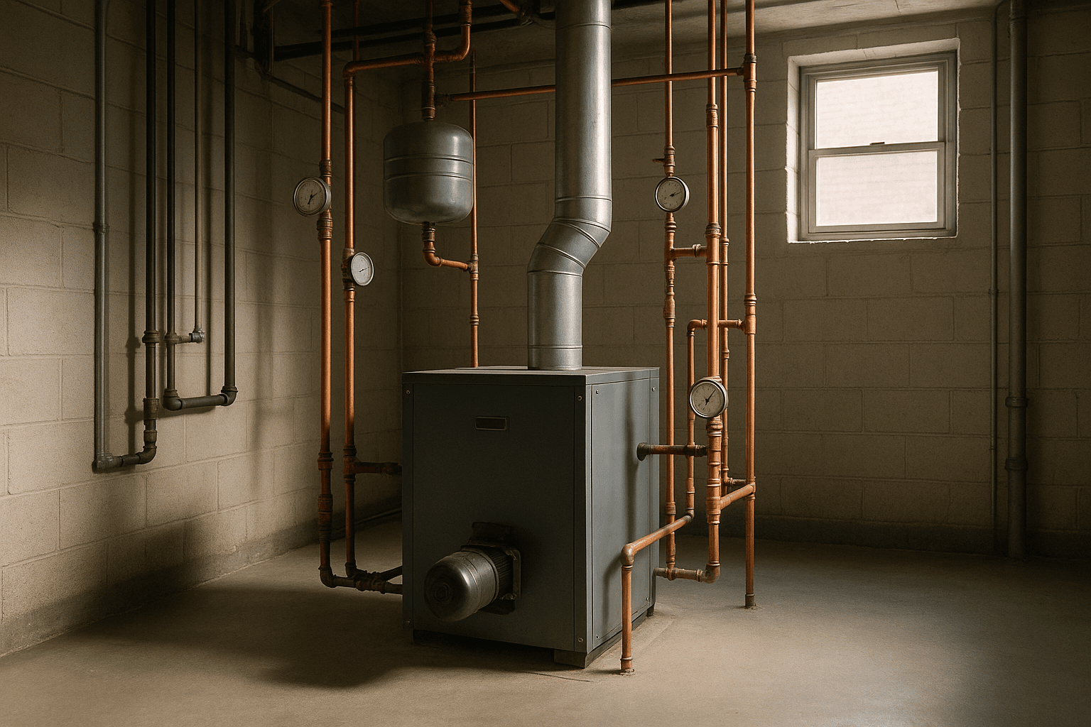 Boiler room in a NYC residential building behind HPD heat and hot water violations