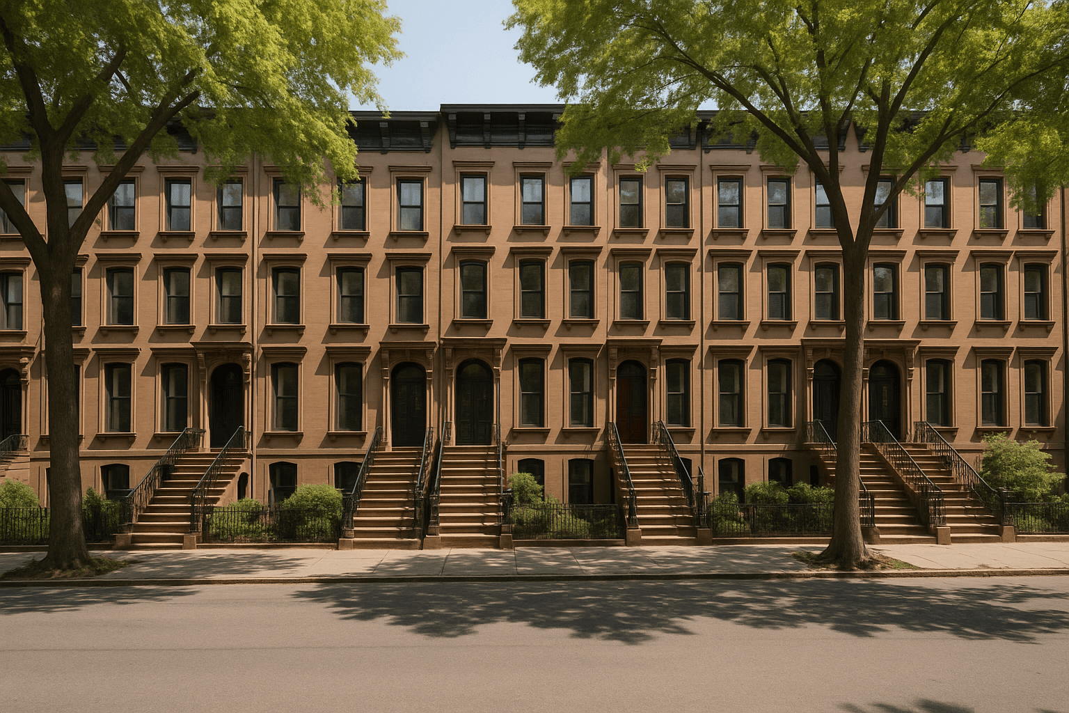 Brooklyn brownstone row where owners weigh self-managing vs hiring a property manager in NYC