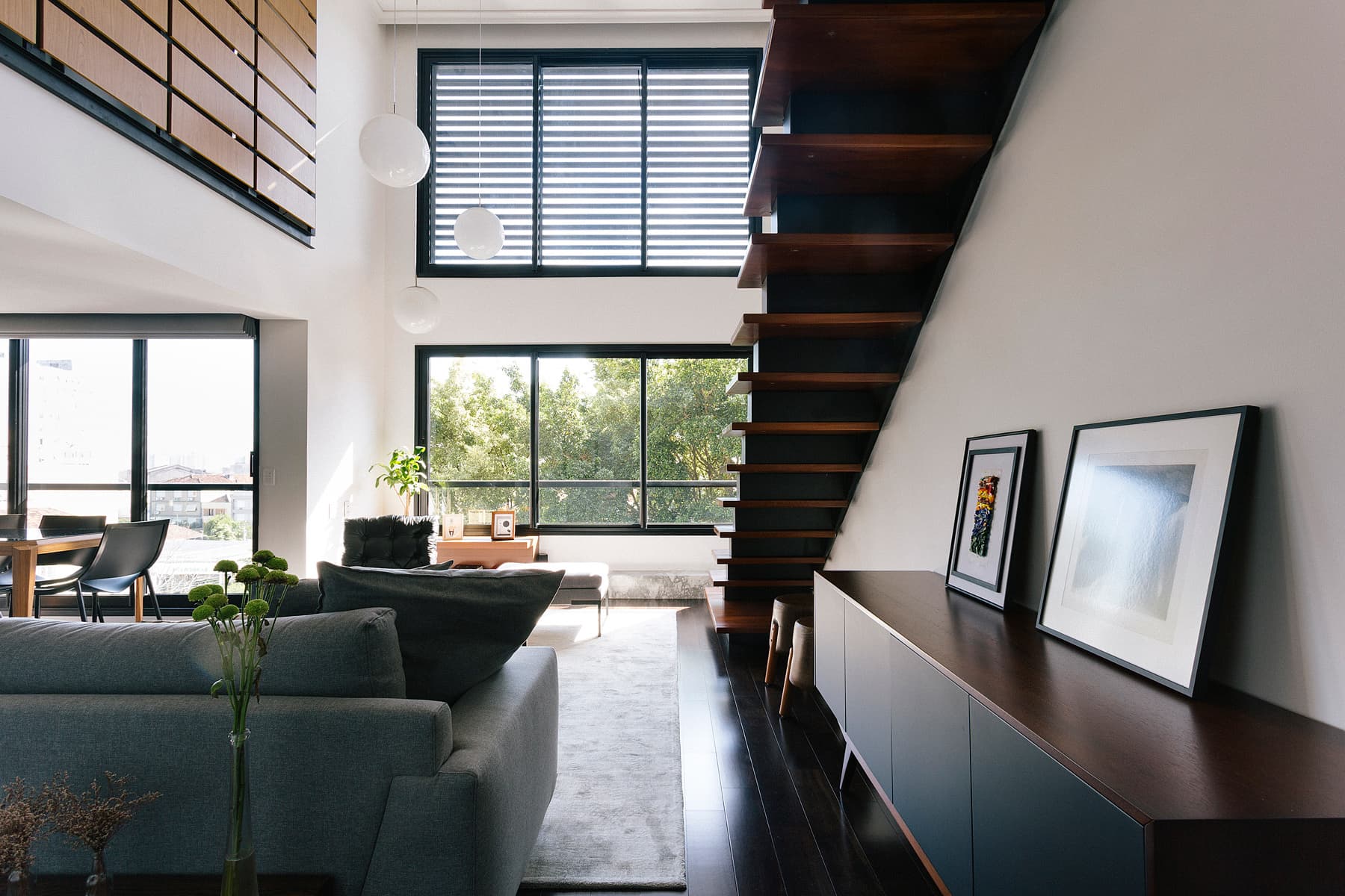 Well-maintained interior staircase inside a New York City apartment building